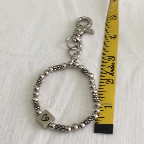 Woman’s Beaded Stretch Bracelet or key Chain color sliver has charm of a heart - Picture 4 of 5